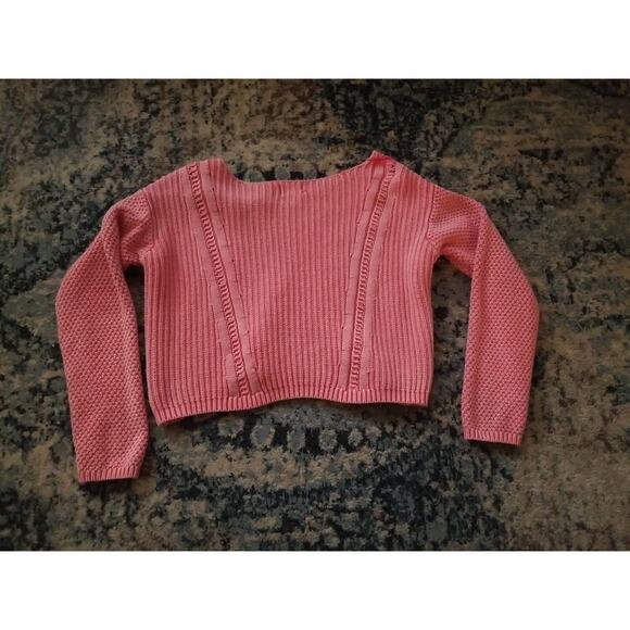 L.A. Hearts Women's Girls Sweater crop top Long Sleeve Knit Pink/Orange Size M - Picture 3 of 13